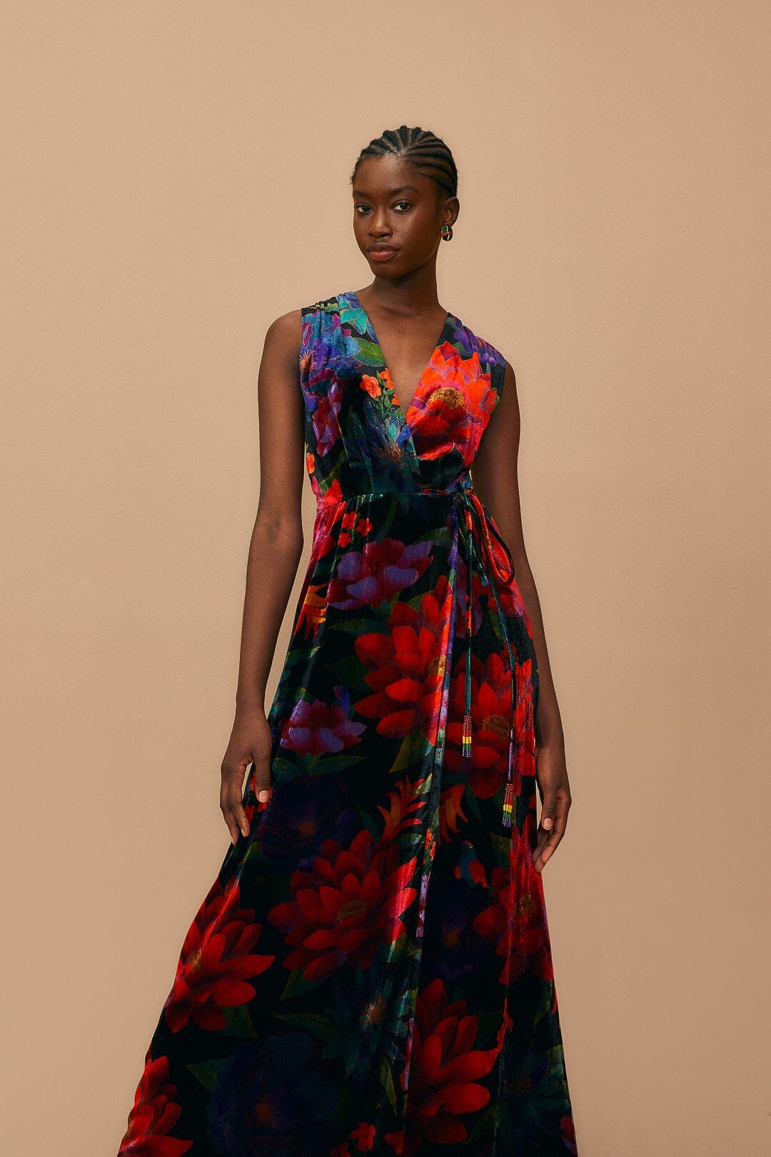 NEW_Flower Season Black Scarf Robes longues - Flower Season Black Scarf