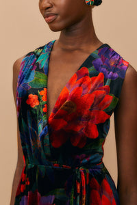NEW_Flower Season Black Scarf Robes longues - Flower Season Black Scarf