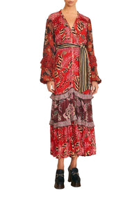 Robe midi imprimée - Multicolore