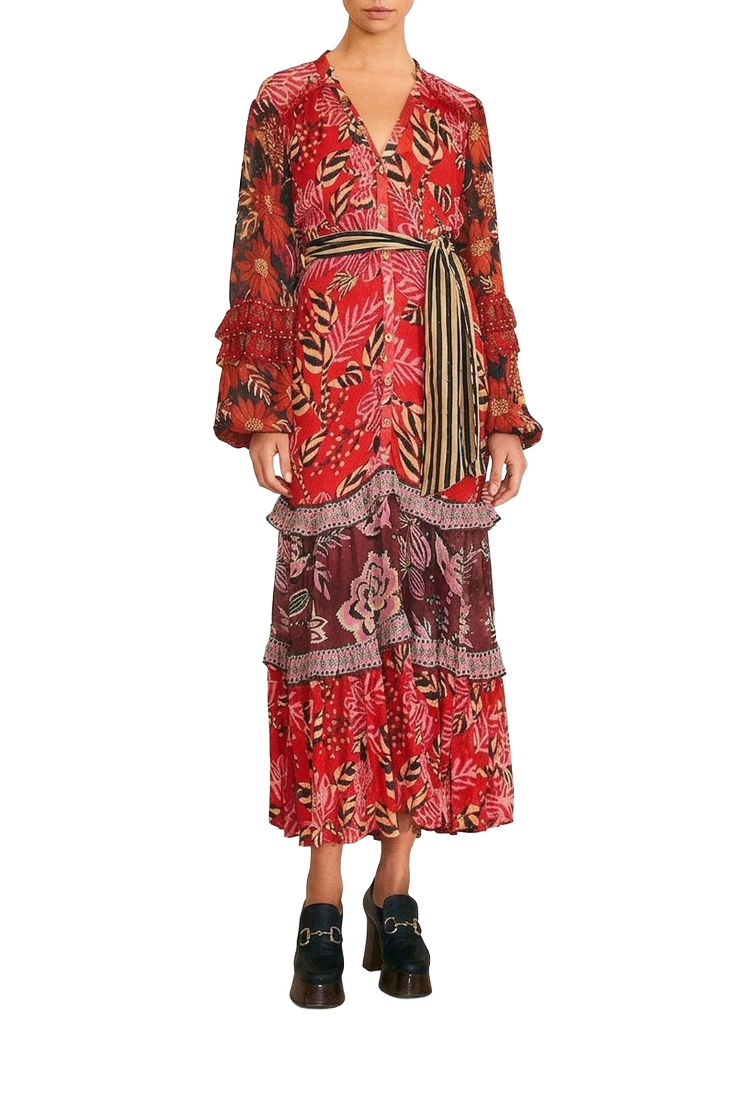 Robe midi imprimée - Multicolore