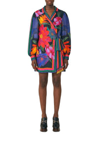 Robe courte portefeuille - Bleu
