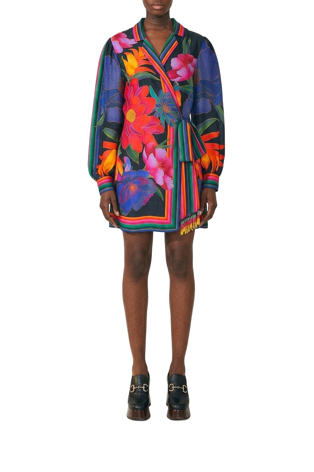 Robe courte portefeuille - Bleu