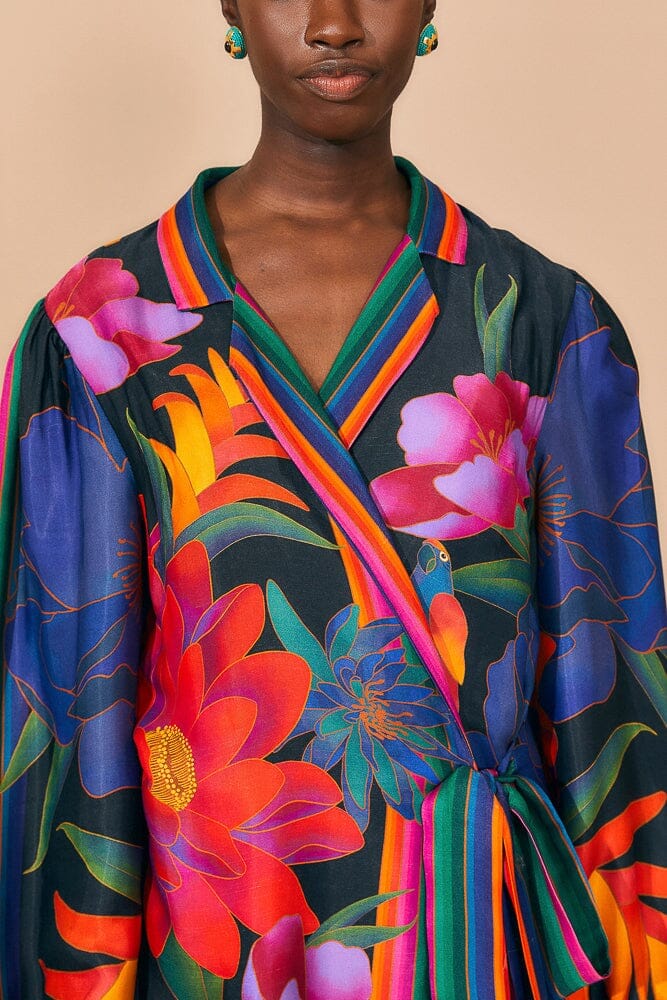 Robe courte portefeuille - Bleu