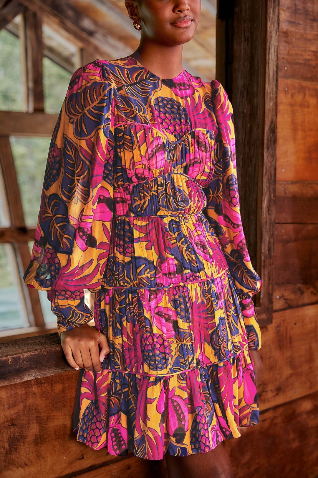 Robe courte à manches longues - Jaune