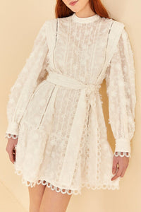 Robe courte 3D Flower Pleated - Blanc