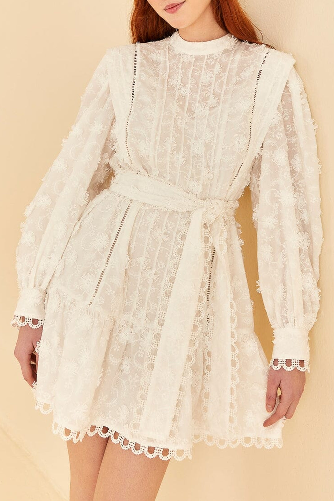 Robe courte 3D Flower Pleated - Blanc
