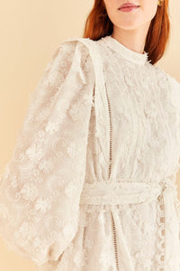 Robe courte 3D Flower Pleated - Blanc