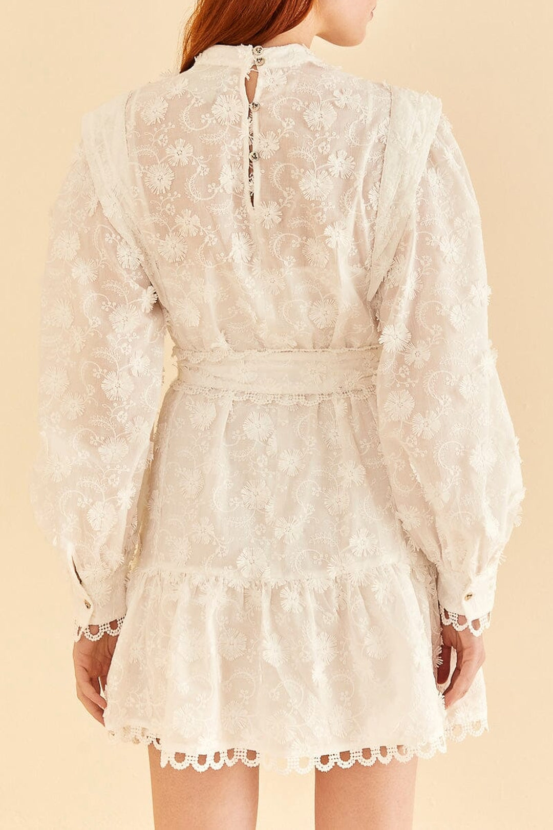 Robe courte 3D Flower Pleated - Blanc