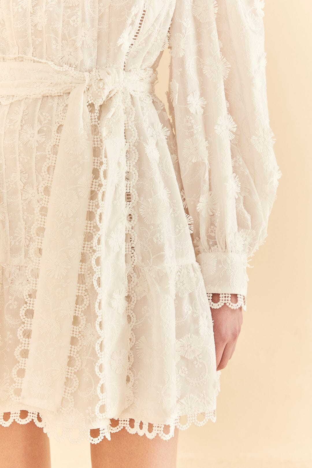 Robe courte 3D Flower Pleated - Blanc