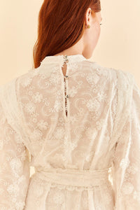 Robe courte 3D Flower Pleated - Blanc