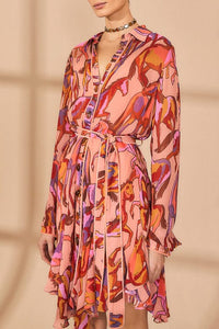 Robe courte à manches longues - Rose
