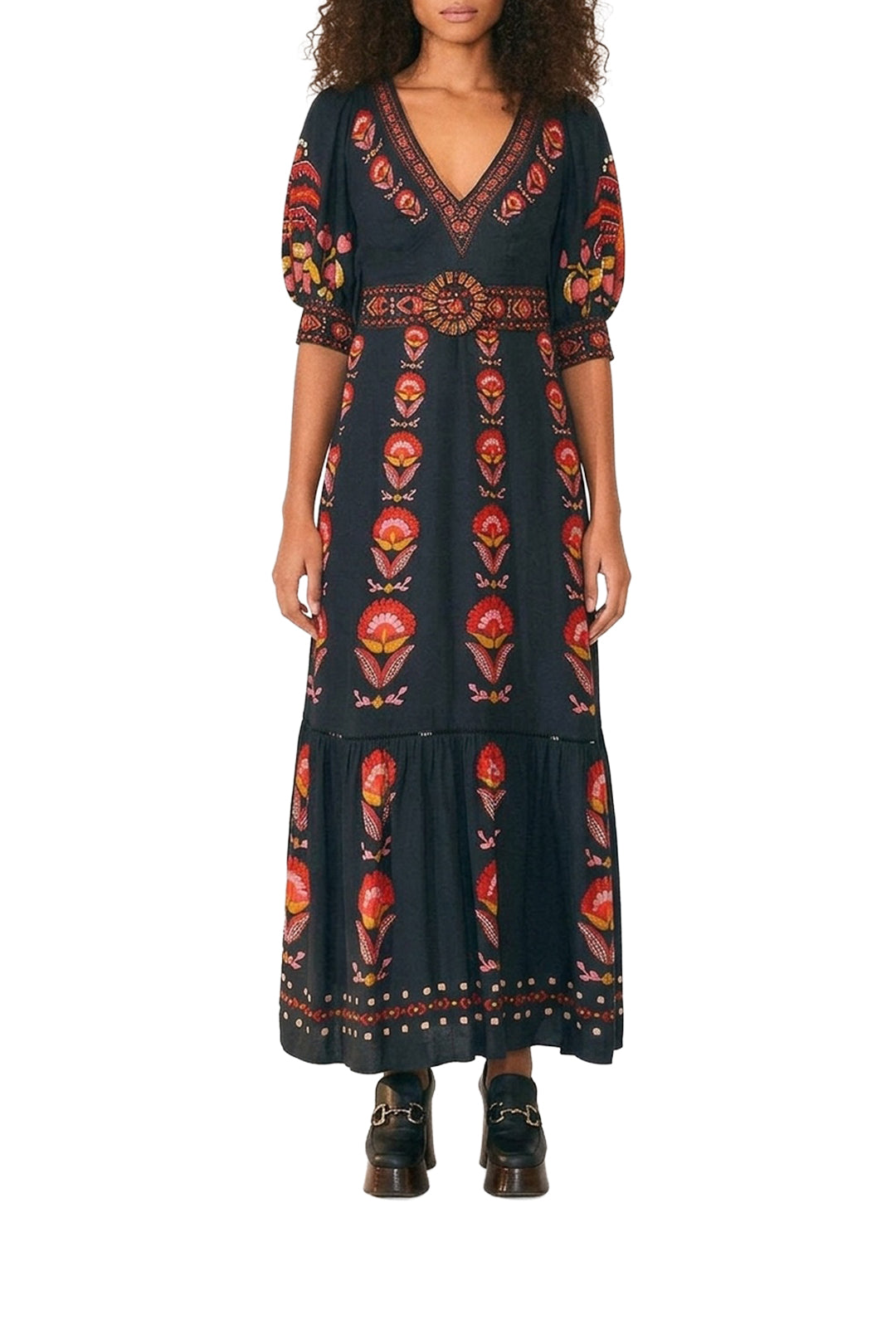 Robe longue à manches courtes - Noir
