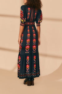 Robe longue à manches courtes - Noir