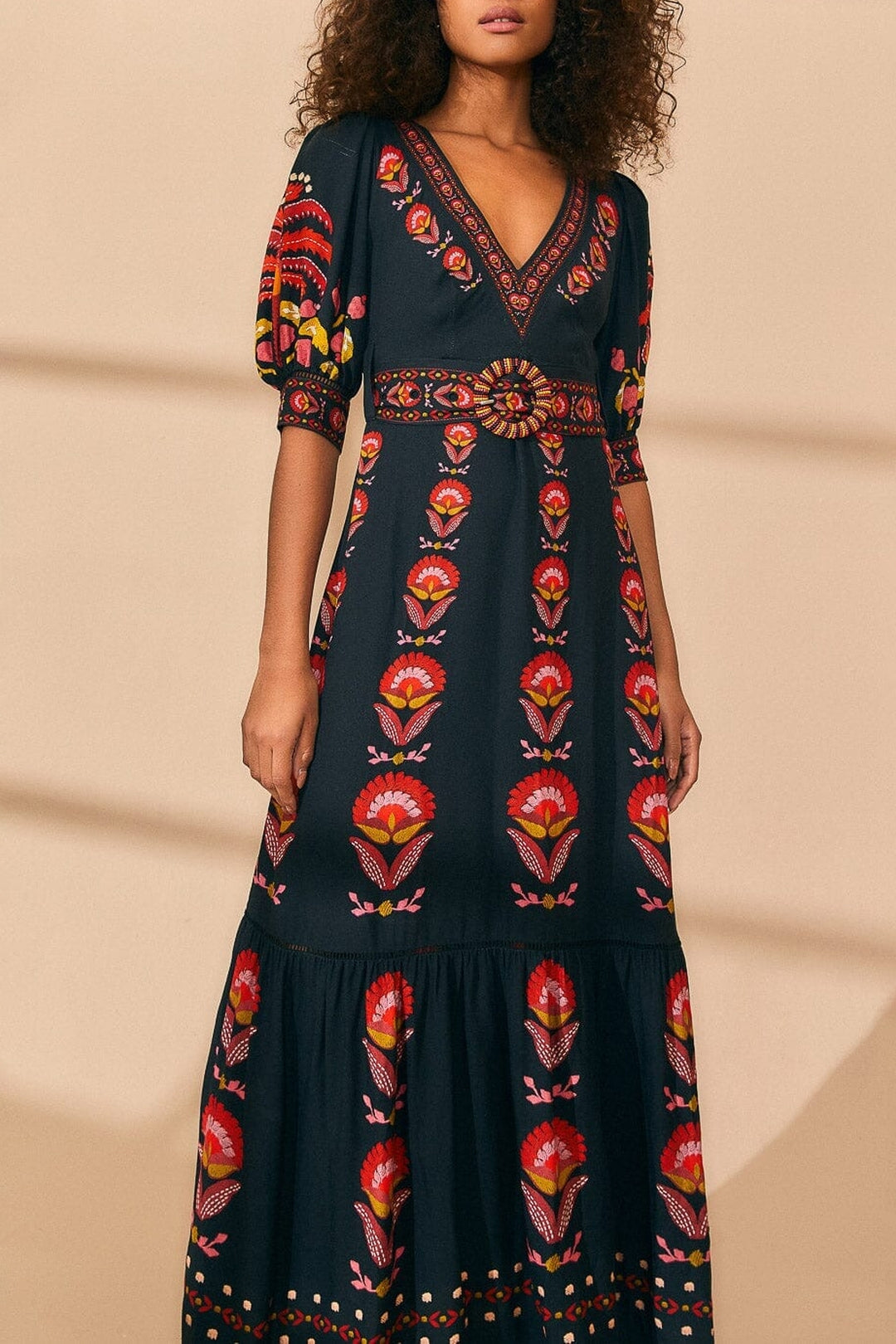 Robe longue à manches courtes - Noir