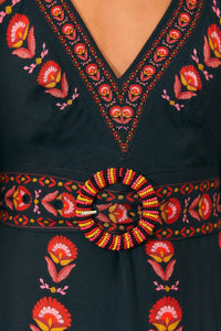 Robe longue à manches courtes - Noir