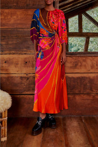 Robe longue Vintage Wave - Rouge