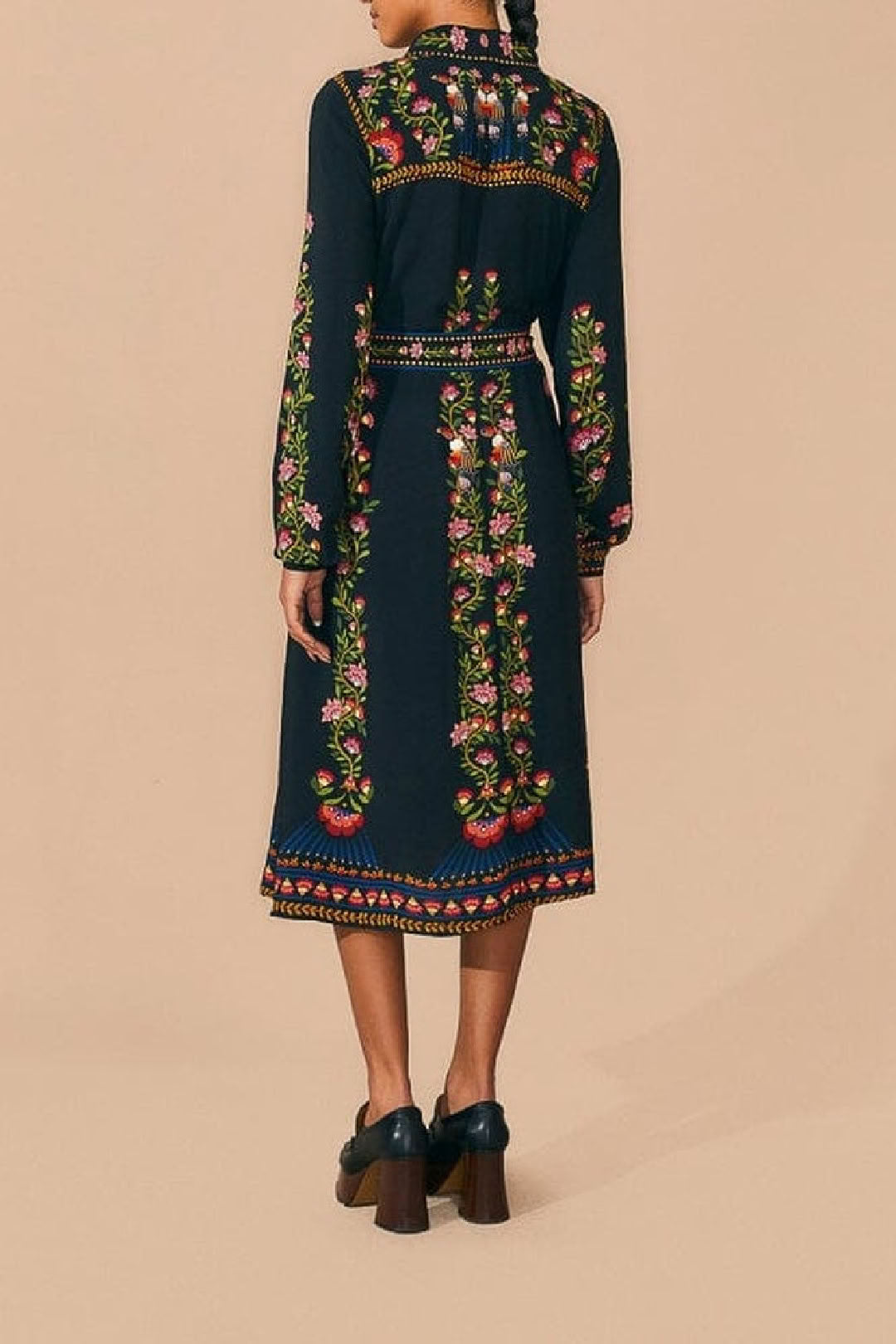 Toucan Garden midi dress - Black