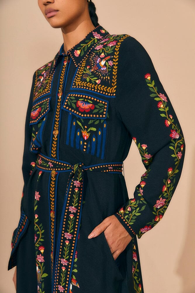 NEW_Toucans Garden Black Robes midi - Toucans Garden Black