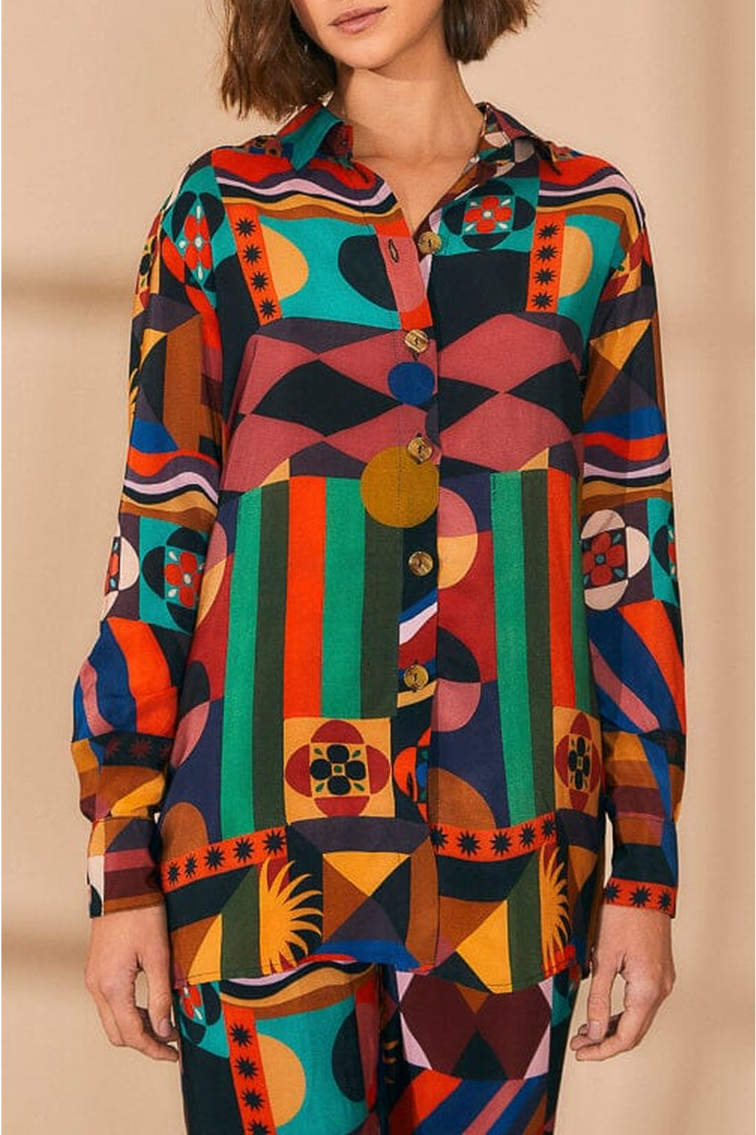 Chemise Tropical Shapes à manches longues - Multicolore