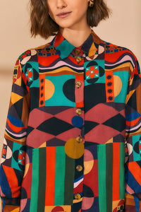 Chemise Tropical Shapes à manches longues - Multicolore