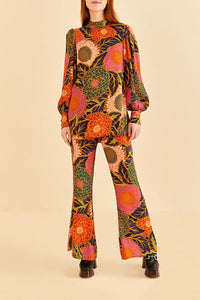 Vintage Garden flared trousers in satin - Orange