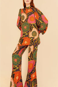 Vintage Garden flared trousers in satin - Orange