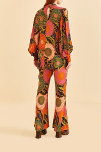 Vintage Garden flared trousers in satin - Orange