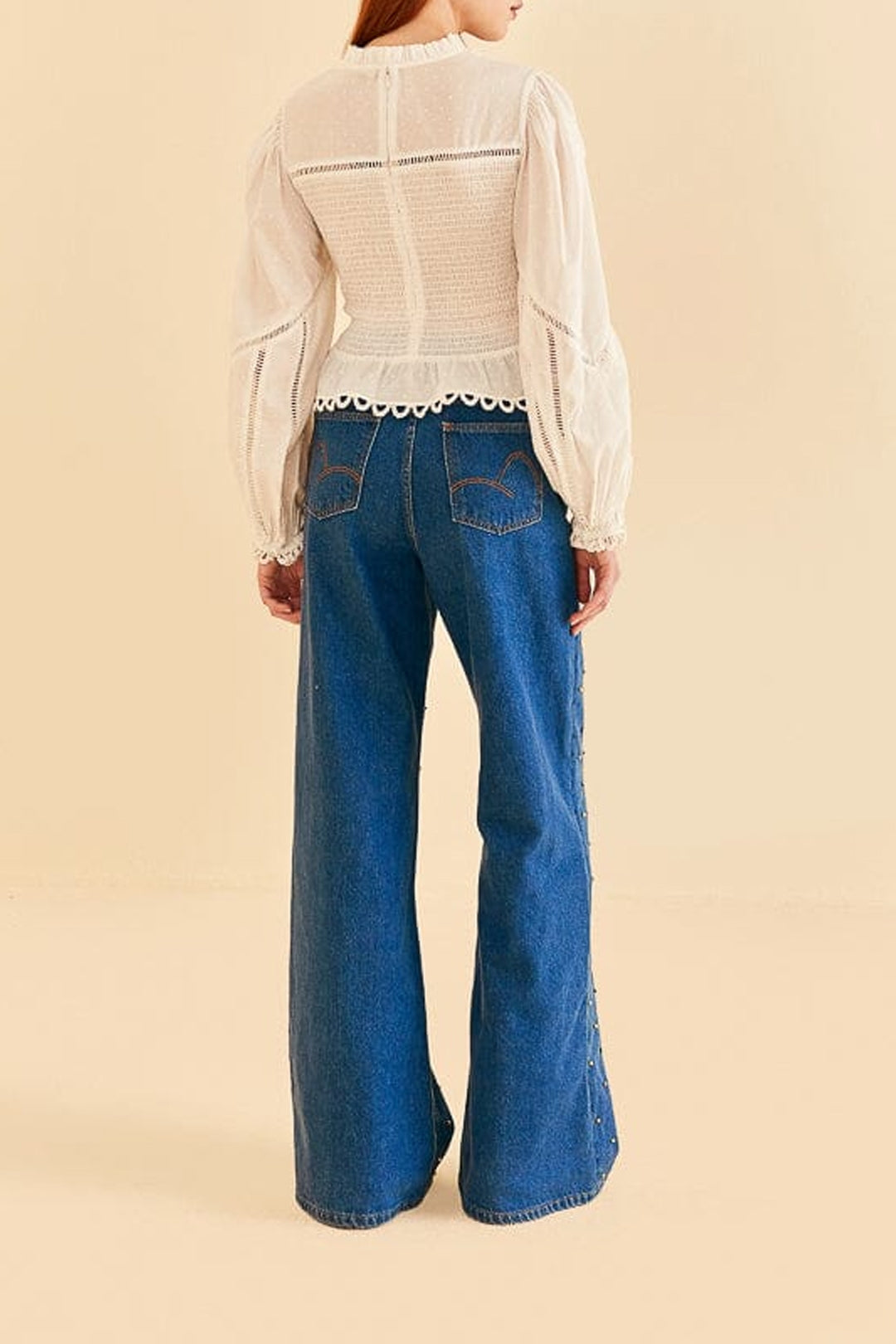 Jean ample à perles - Bleu