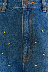 Jean ample à perles - Bleu