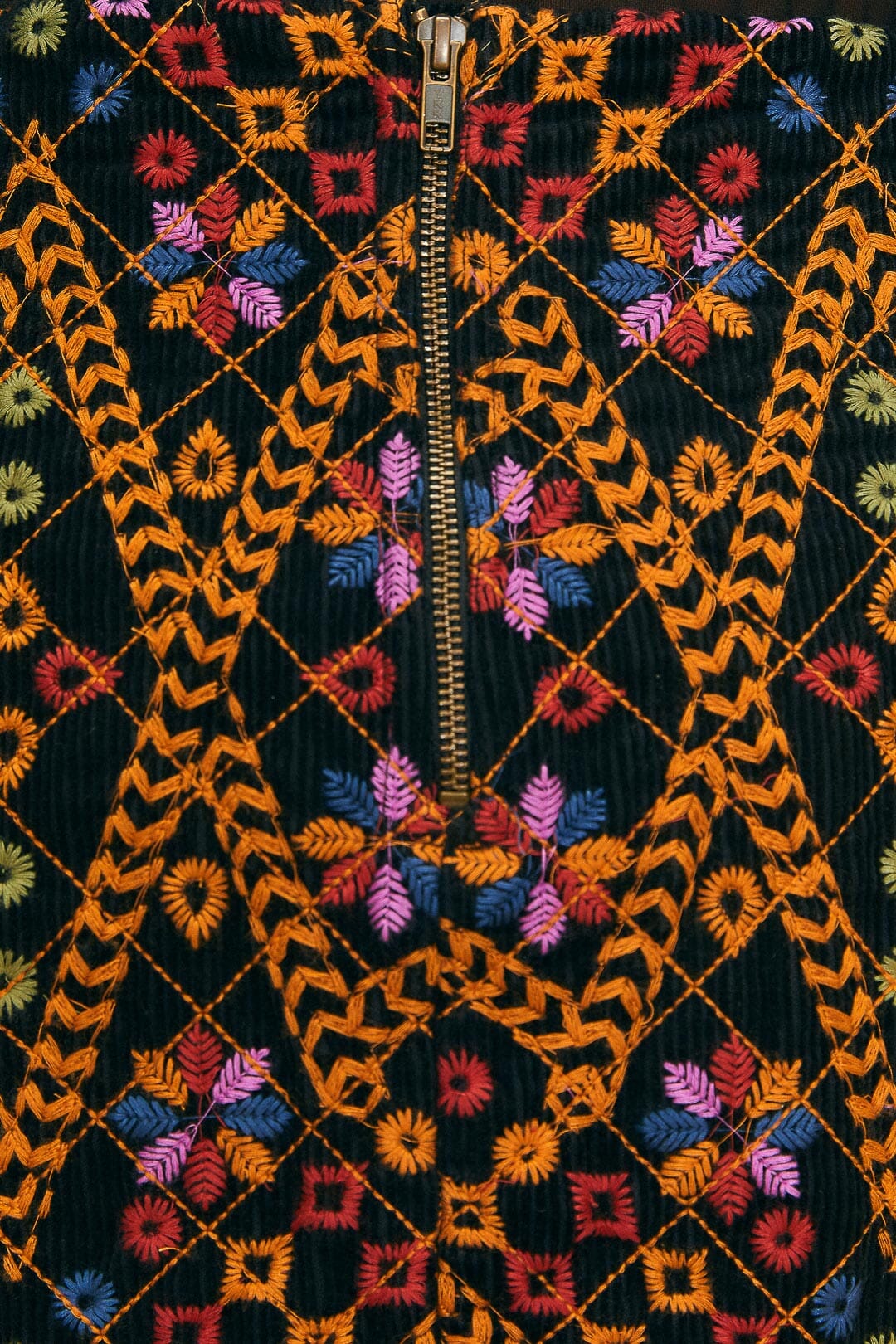 Jupe courte en velours côtelé - Marron
