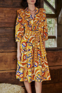 Robe midi Palms Party - Jaune
