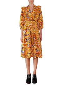 Robe midi Palms Party - Jaune
