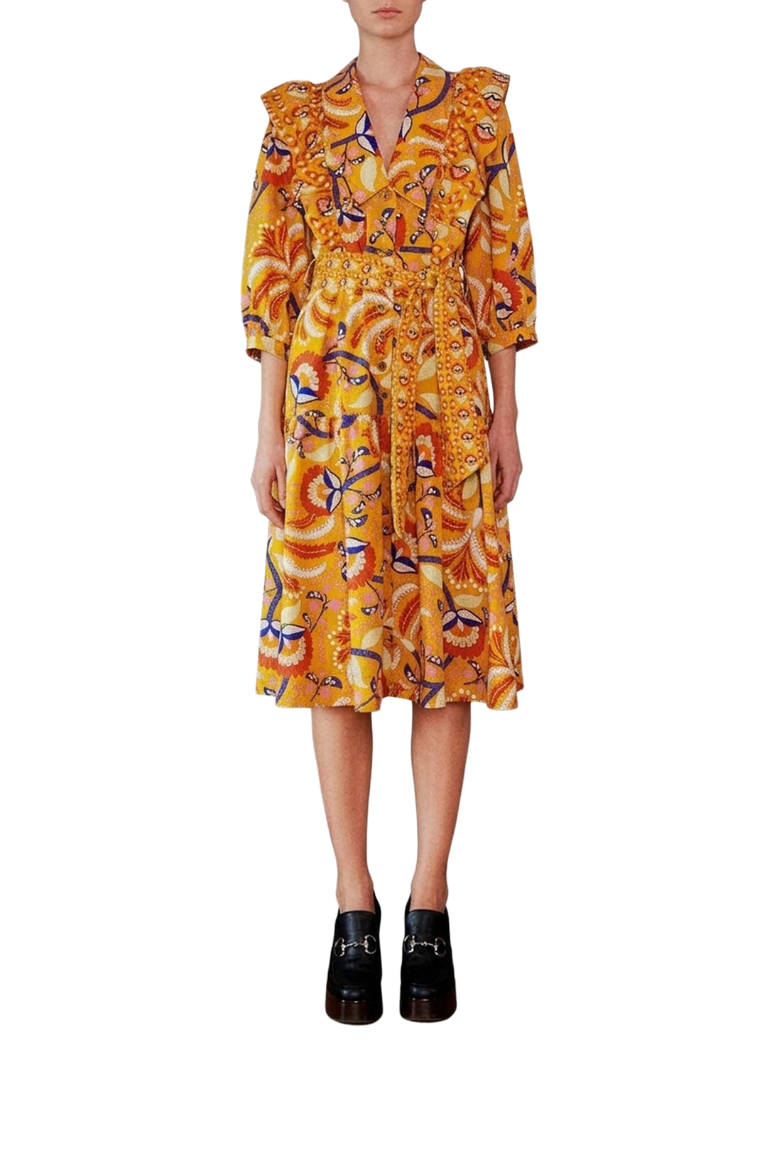 Robe midi Palms Party - Jaune