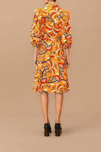 Robe midi Palms Party - Jaune