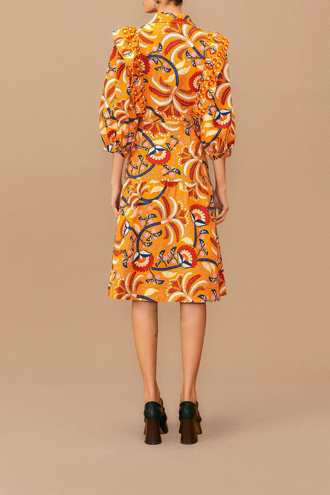 Robe midi Palms Party - Jaune