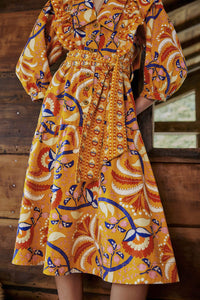 Robe midi Palms Party - Jaune