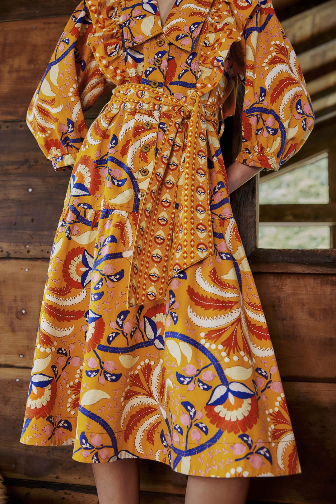 Robe midi Palms Party - Jaune