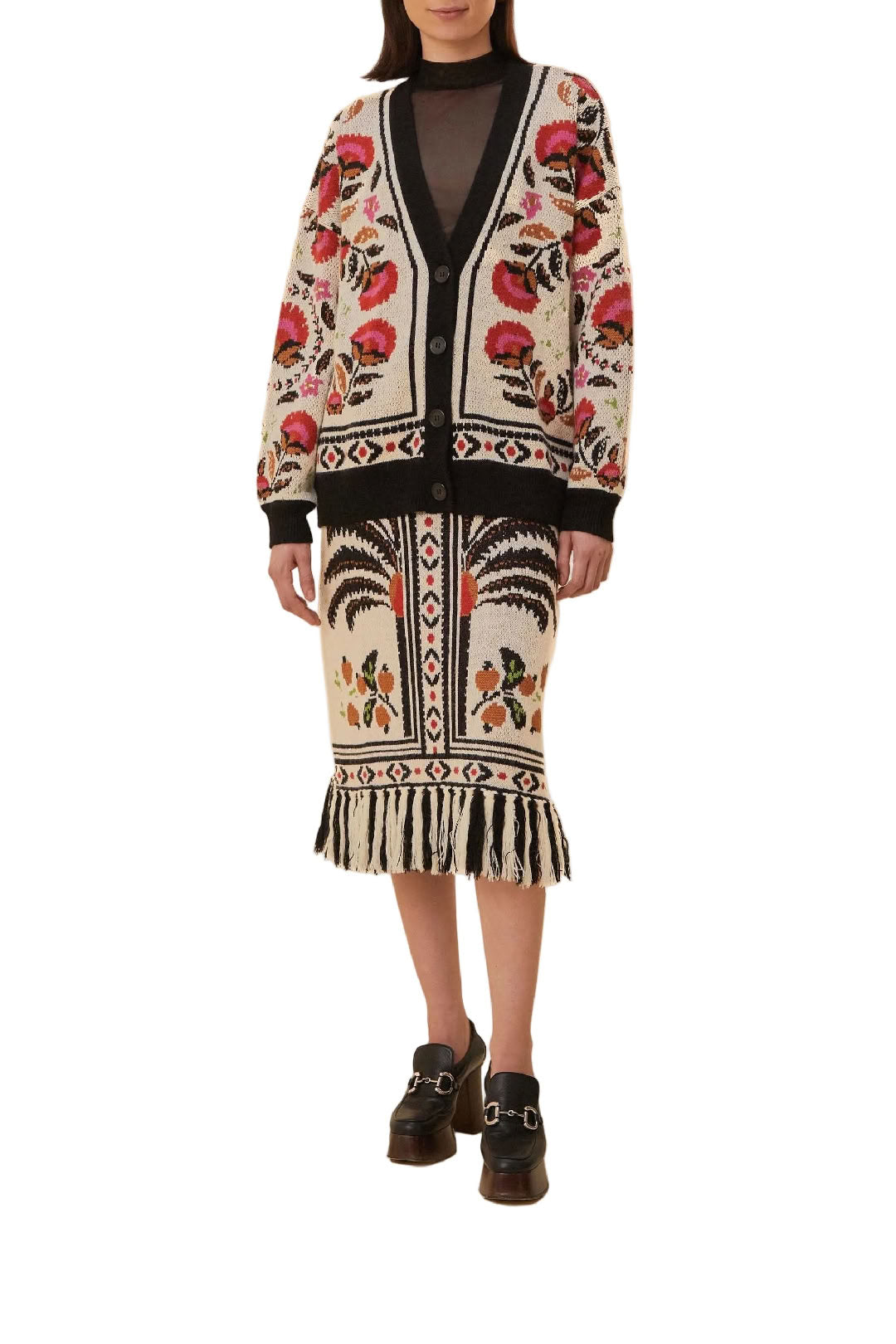 Jupe midi Palms Paradise - Beige