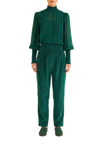 Blouse Ruffled à manches longues - Vert