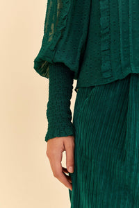 Blouse Ruffled à manches longues - Vert