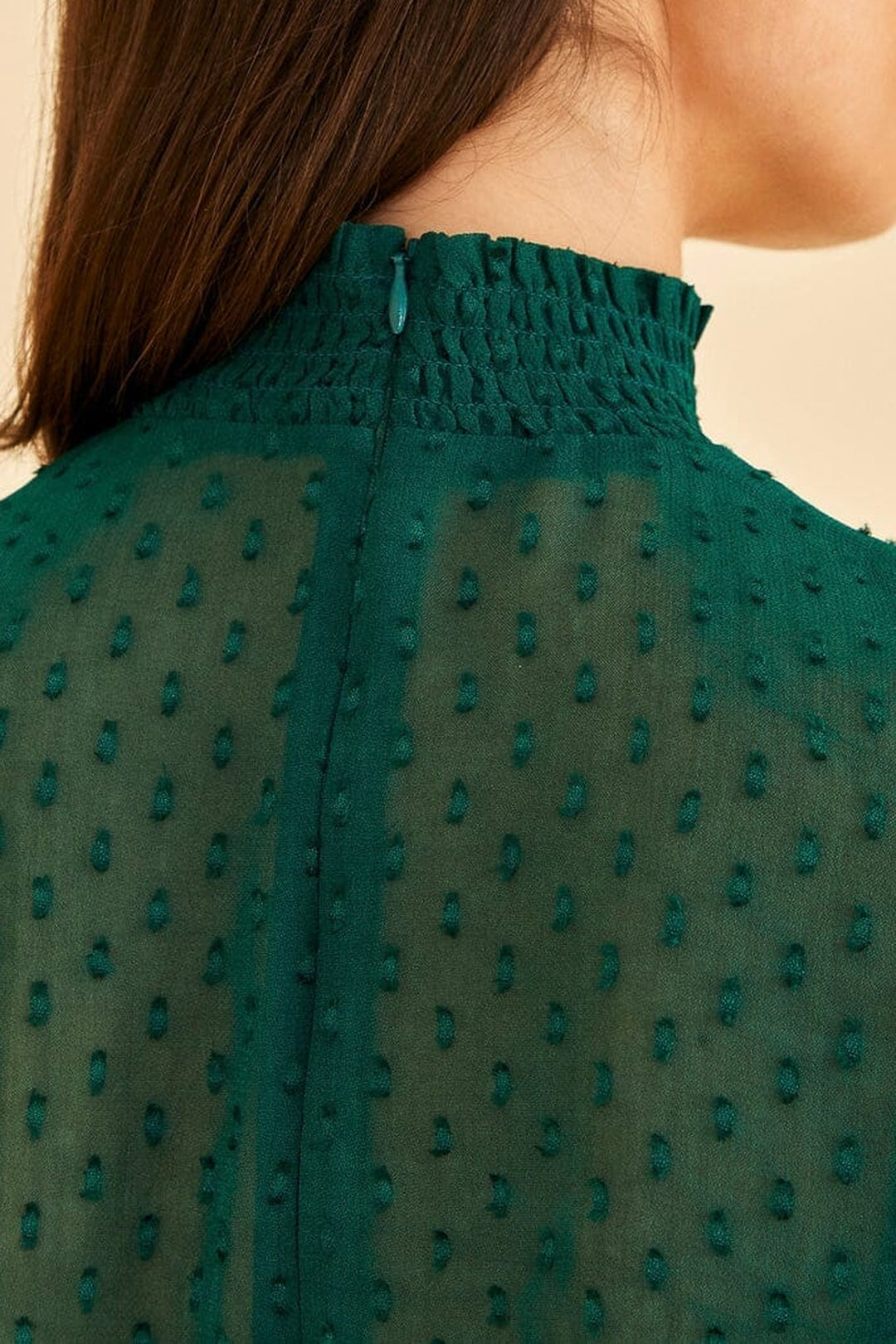 Blouse Ruffled à manches longues - Vert