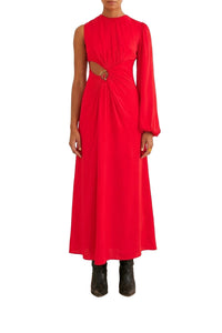 Robe longue asymétrique - Rouge