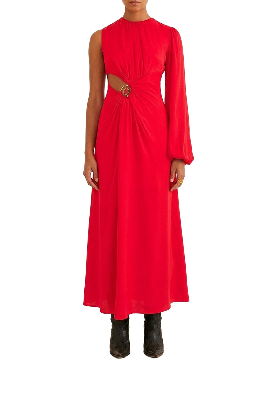 Robe longue asymétrique - Rouge
