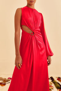 Robe longue asymétrique - Rouge
