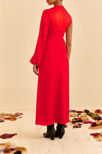 Robe longue asymétrique - Rouge