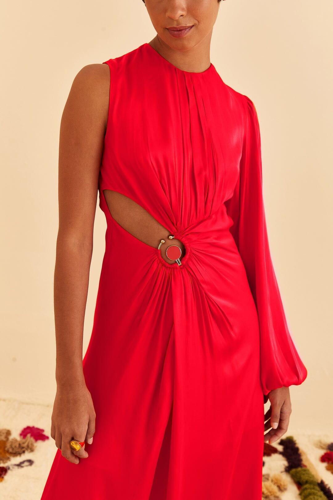 Robe longue asymétrique - Rouge
