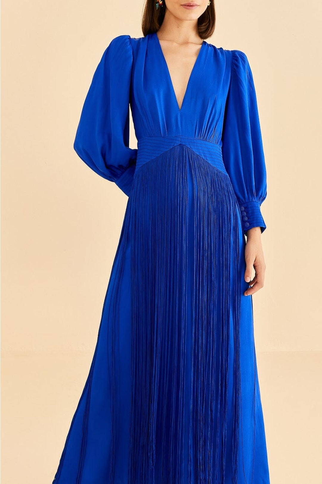 Robe longue Bright Fringes - Bleu