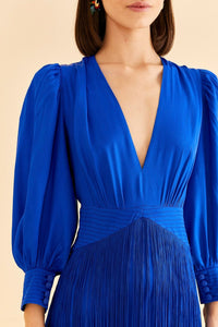Robe longue Bright Fringes - Bleu