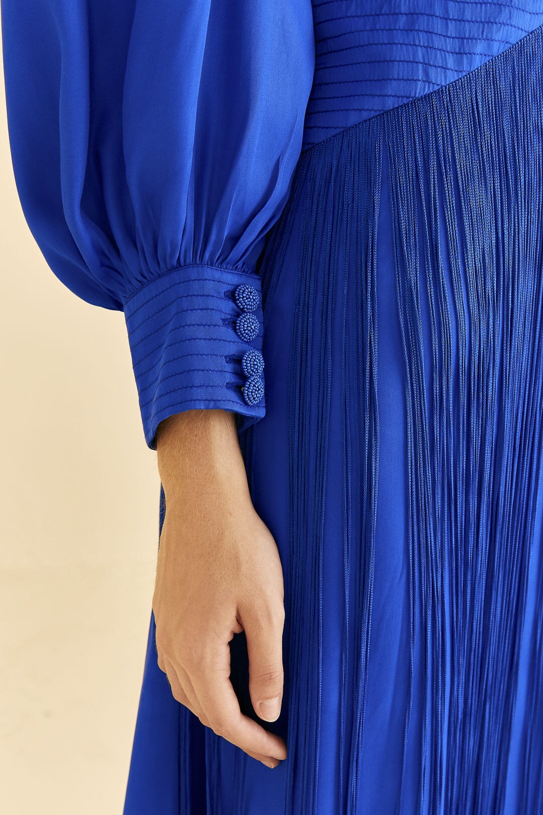 Robe longue Bright Fringes - Bleu