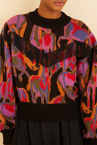 Pull à franges Wild Horses - Noir